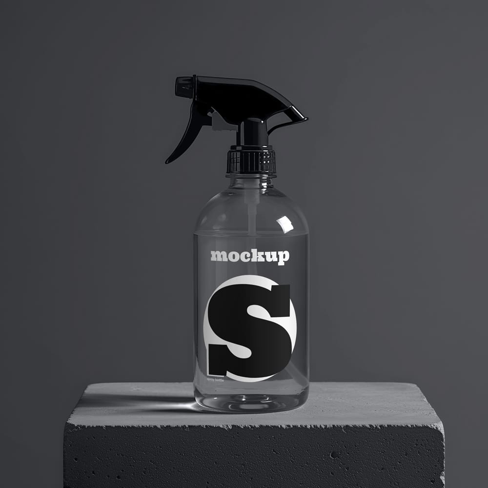 Free Modern Spray Bottle Mockup PSD