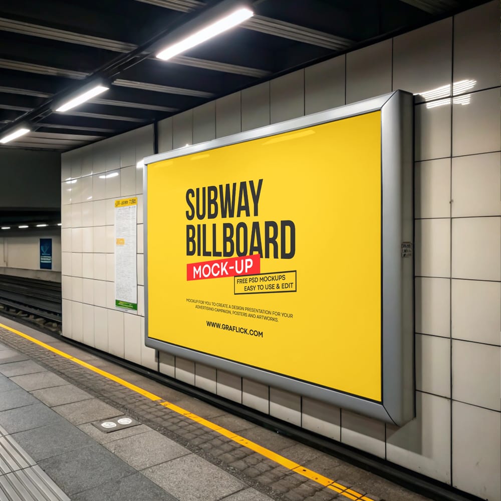 Free New York Subway Billboard Mockup PSD
