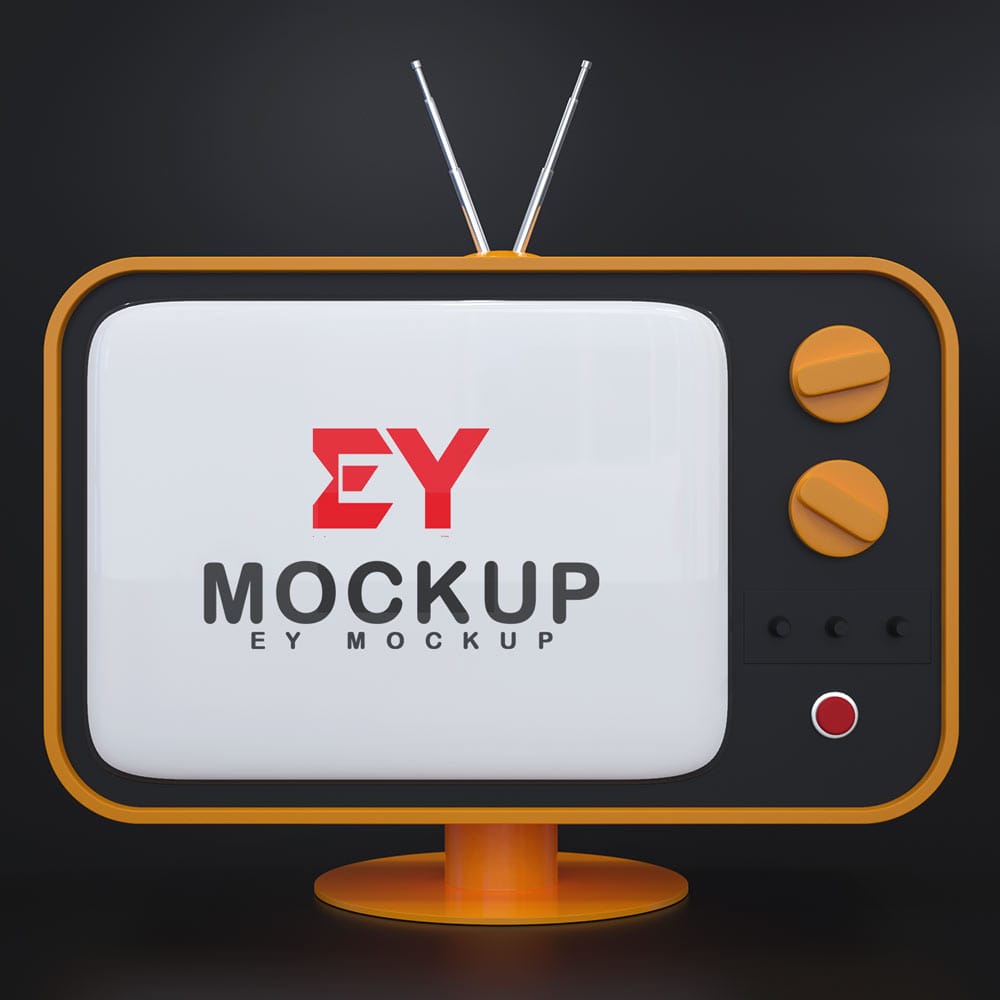 Free Old Style TV Logo Mockup PSD