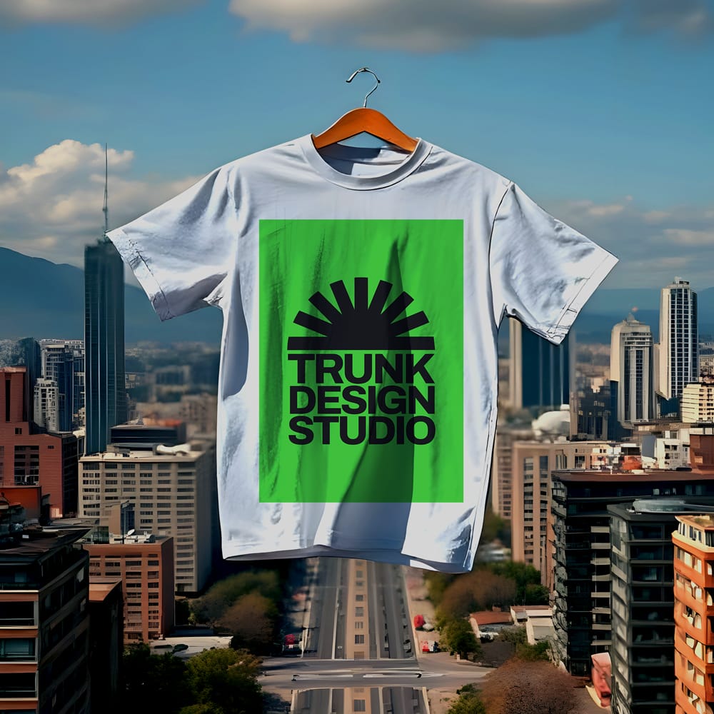 Free Oversized T-shirt Mockup Floating Above the City PSD