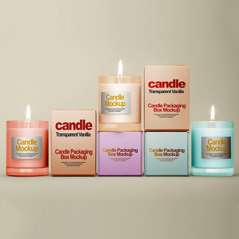 Free Packaging Glass Jar Candle Mockup PSD