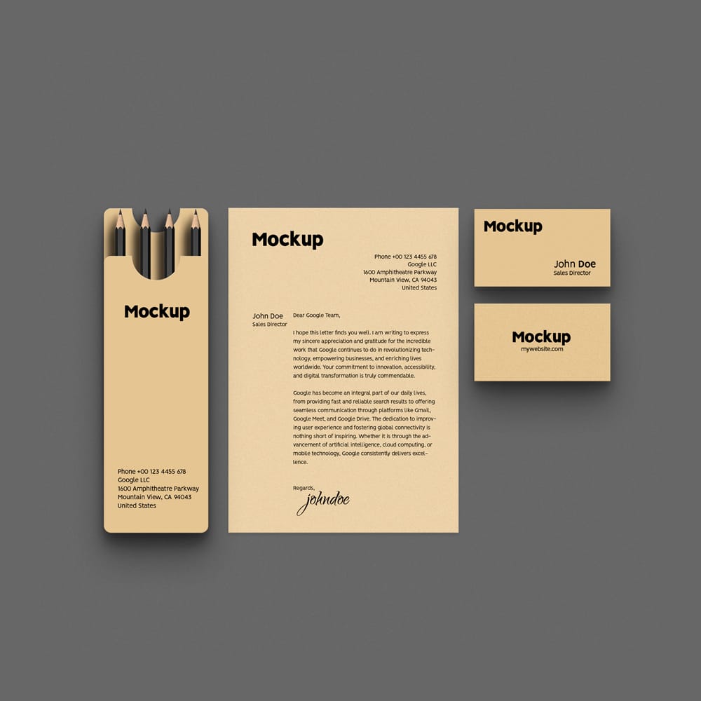 Free Photorealistic Stationery Mockup Template PSD