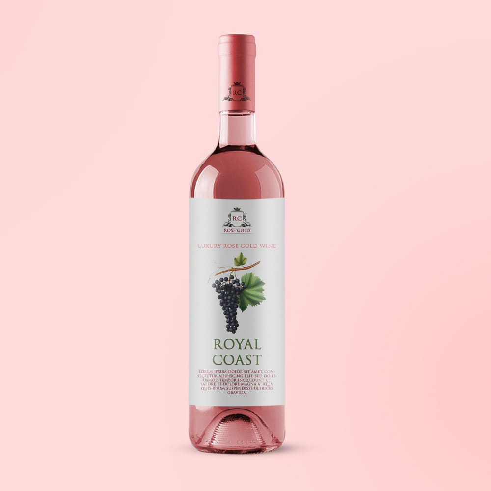 Free Pink Wine Bottle Mockup PSD