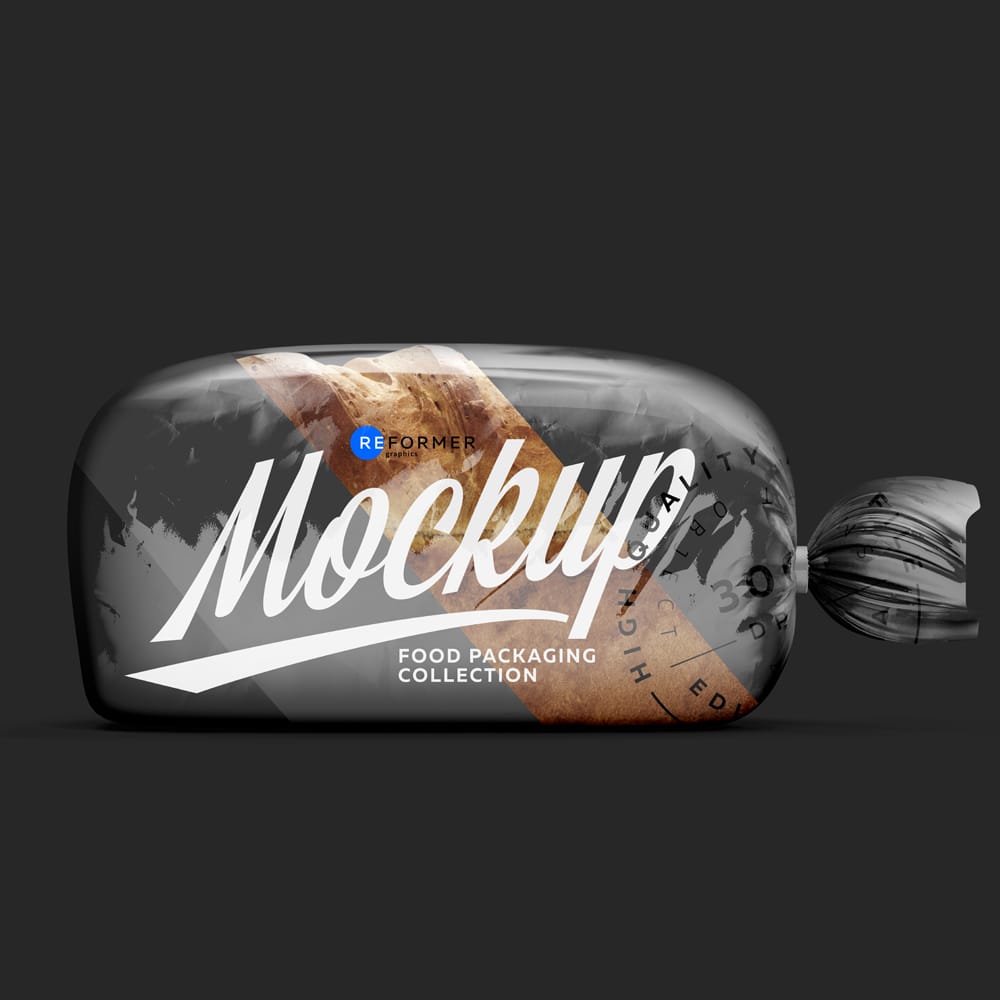 Free Plastic Bag with Clip for Bread Mockup PSD