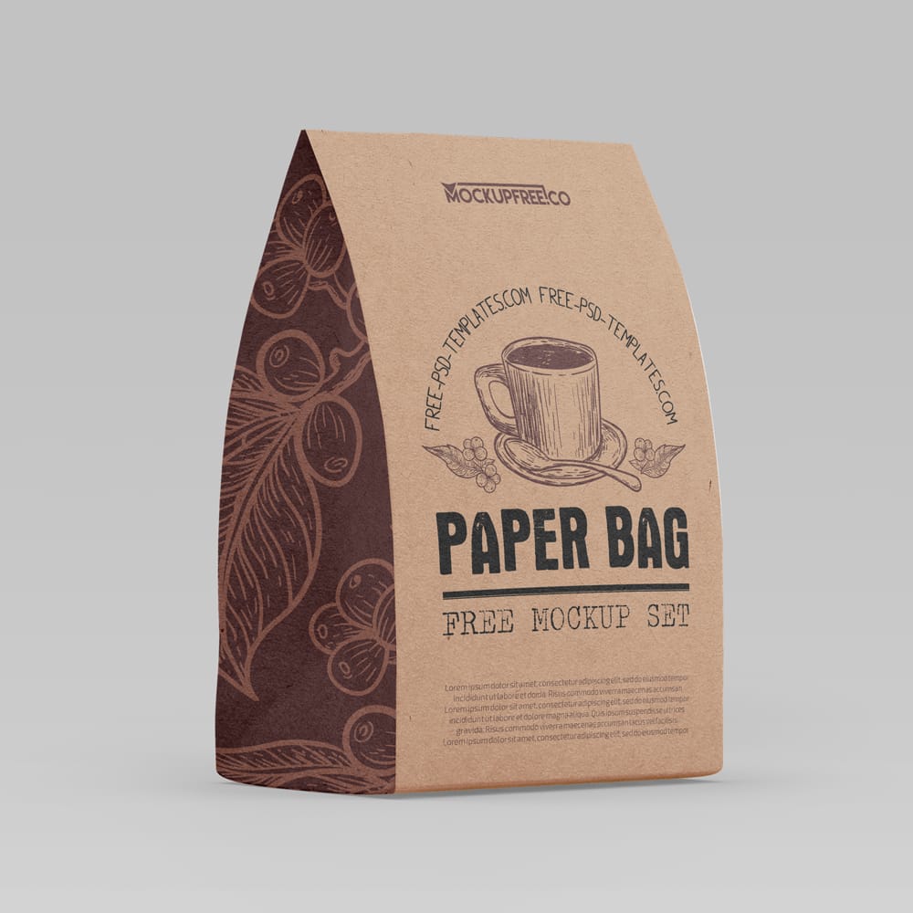 Free Realistic Kraft Paper Bag Mockup PSD