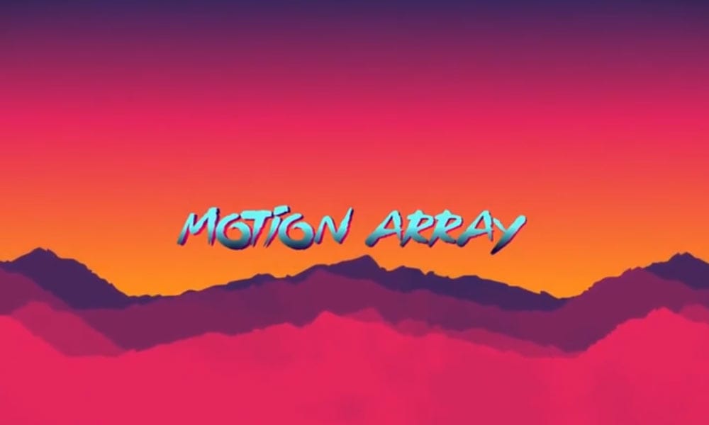 Retro wave style flat design intro template for After Effects