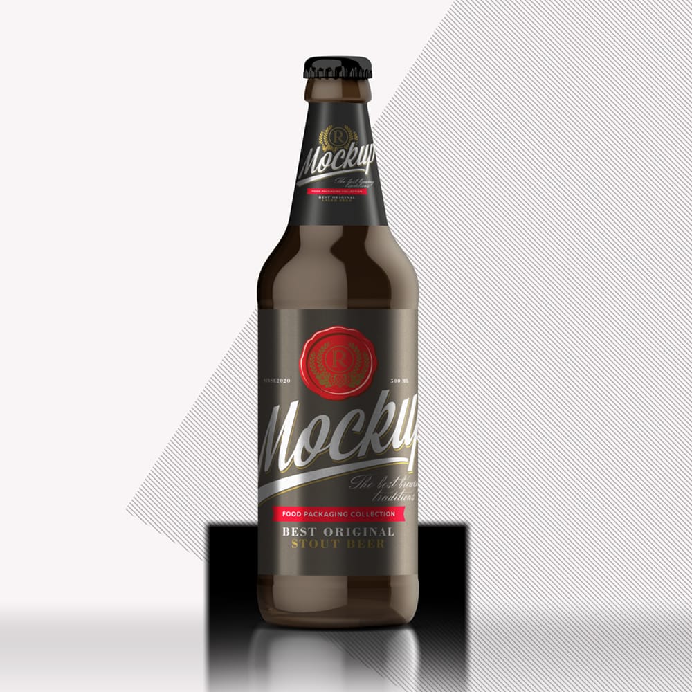Free Single Beer Bottle Mockup PSD