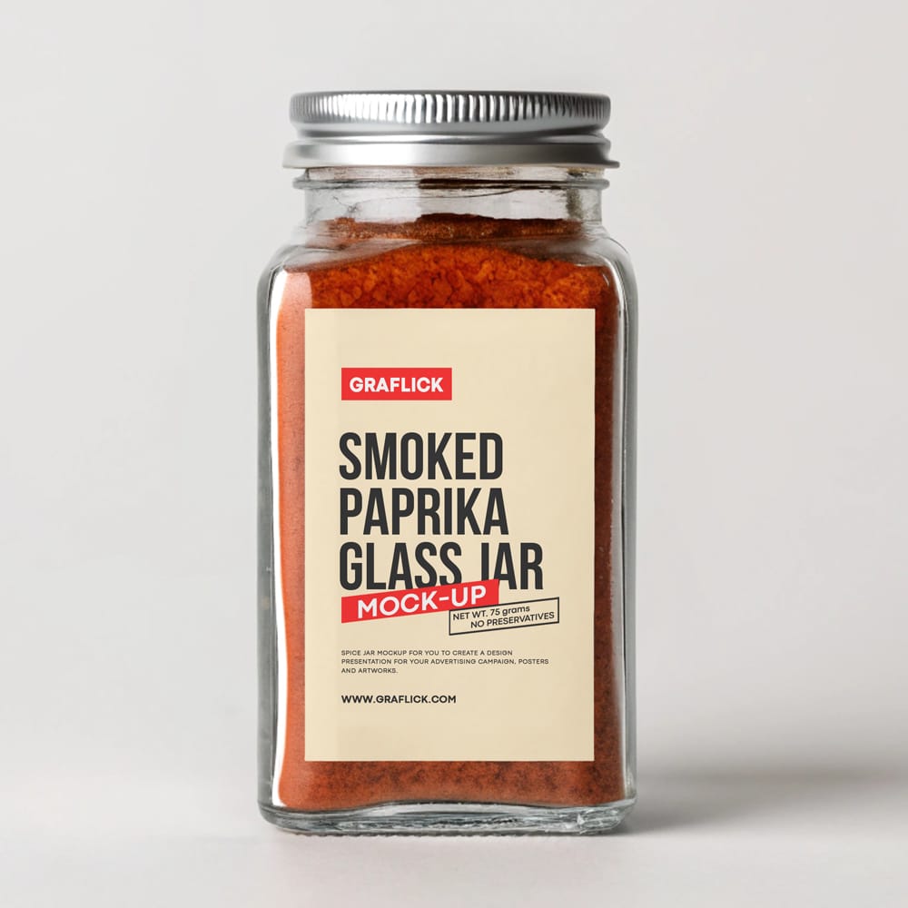 Free Spice Jar with Smoked Paprika Mockup PSD