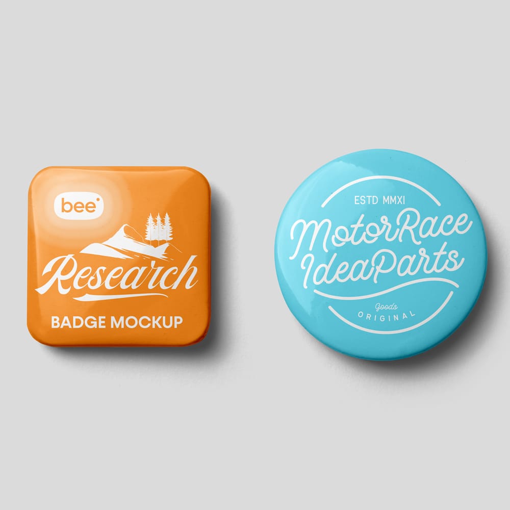 Free Square and Circle Badge Mockup PSD