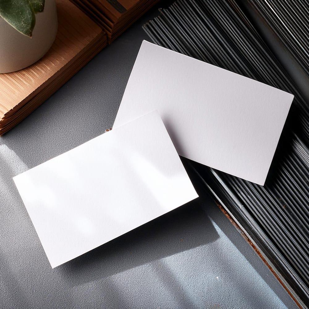 Free Stack Business Card Realistic Mockup with Office Vibe PSD