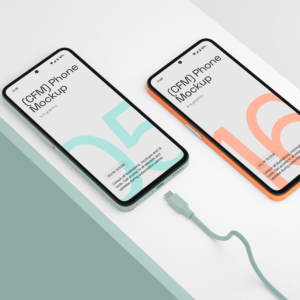 Free Stunning Android Phone Mockups PSD