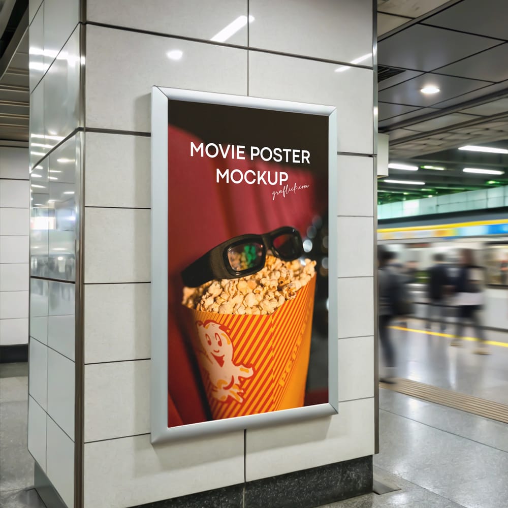 Free Subway Station Movie Poster Mockup PSD