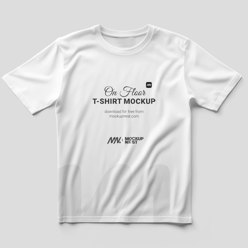 Free T-Shirt Mockup On Floor PSD