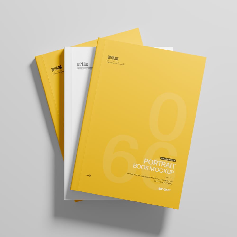 Free Three Softcover Book Mockup From Top View PSD
