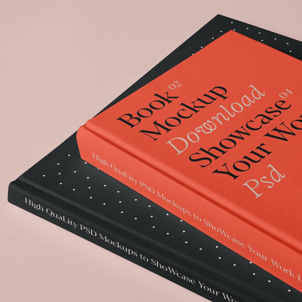 Free Two Hardcover Books Mockup PSD
