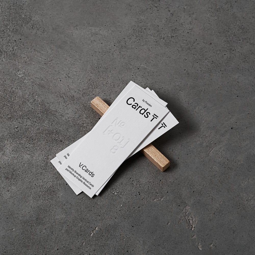 Free Vertical Brand Identity Cards Scene Mockup PSD