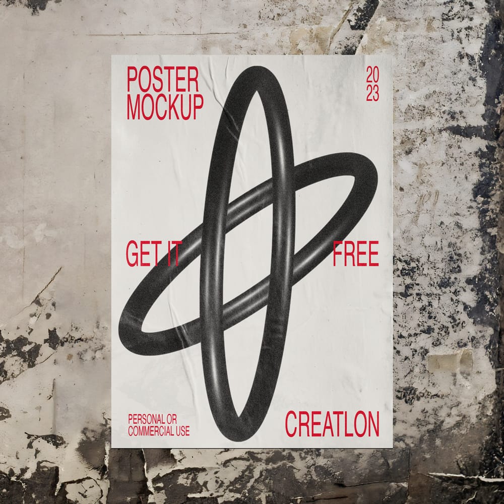 Free Wall-Glued Street Poster Mockup PSD