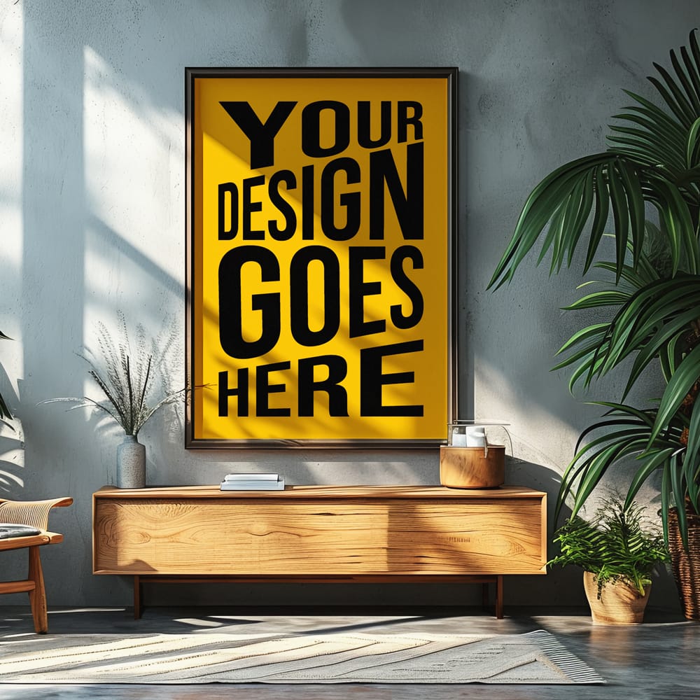 Free Wooden Room Poster Mockup PSD