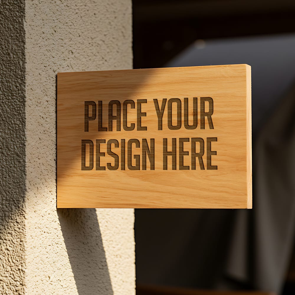 Free Wooden Sign Board Mockup with Logo PSD
