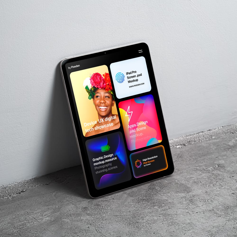 Free iPad Screen Showcase Scene Mockup PSD