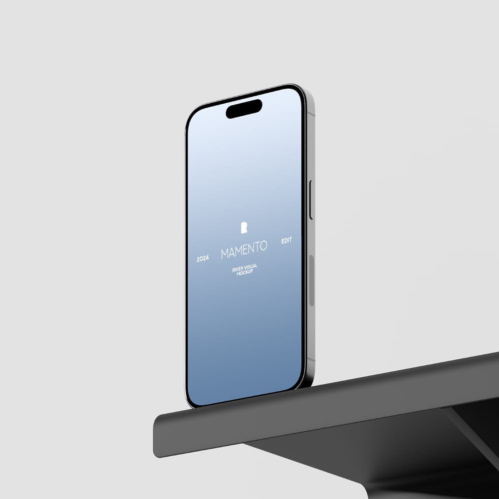 Free iPhone 15 Pro Top Shelf Mockup PSD