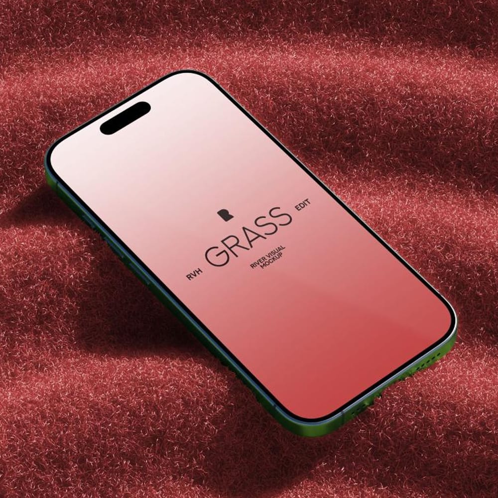 Free iPhone 16 Pro Touch the Grass Series Mockup PSD