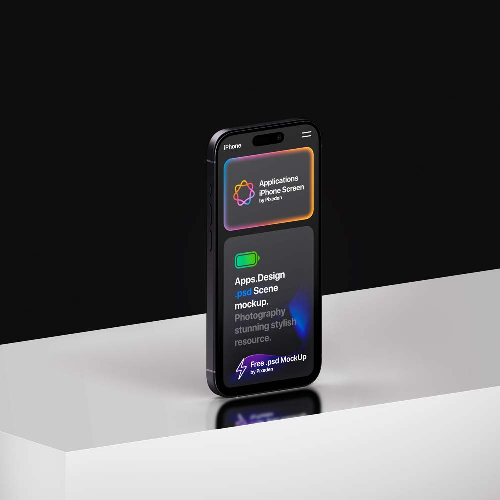 Free iPhone Pro Showcase App Screen Mockup PSD