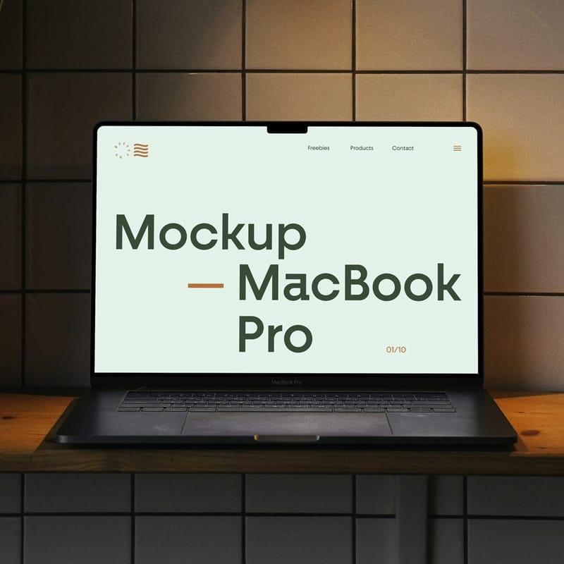 Front View MacBook 16 Pro Mockup PSD