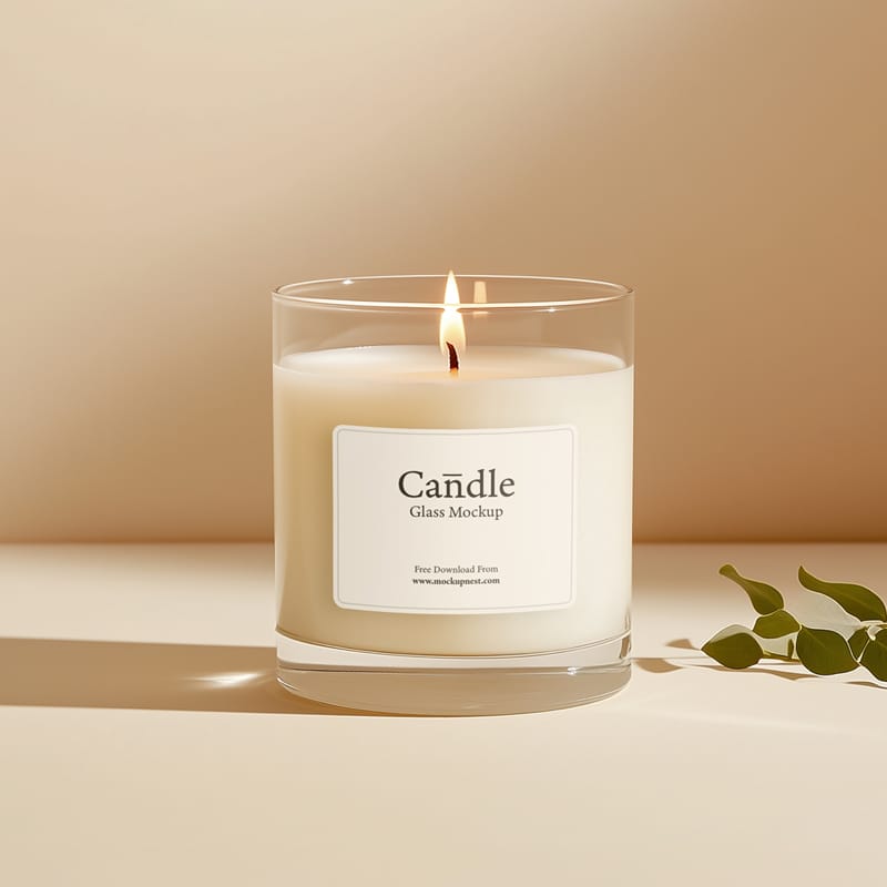 Glass Candle Mockup PSD