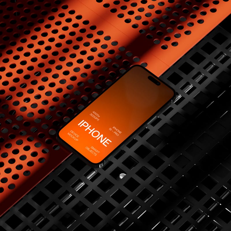 Grunge iPhone 16 Pro Mockup PSD