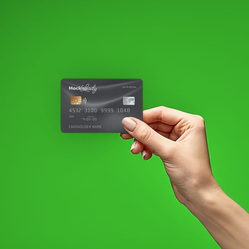 Hand Holding Credit Card Mockup PSD