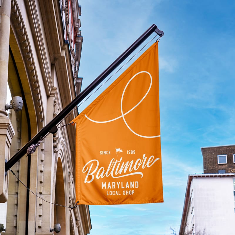 Hanging Asymmetrical Flag Mockup PSD