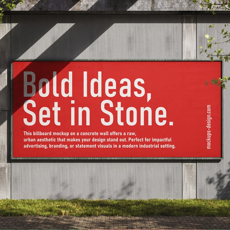Industrial Concrete Billboard Mockup PSD