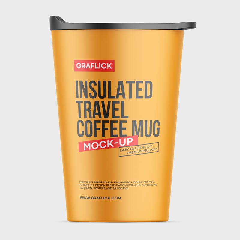 Insulated Travel Coffee Mug Mockup PSD