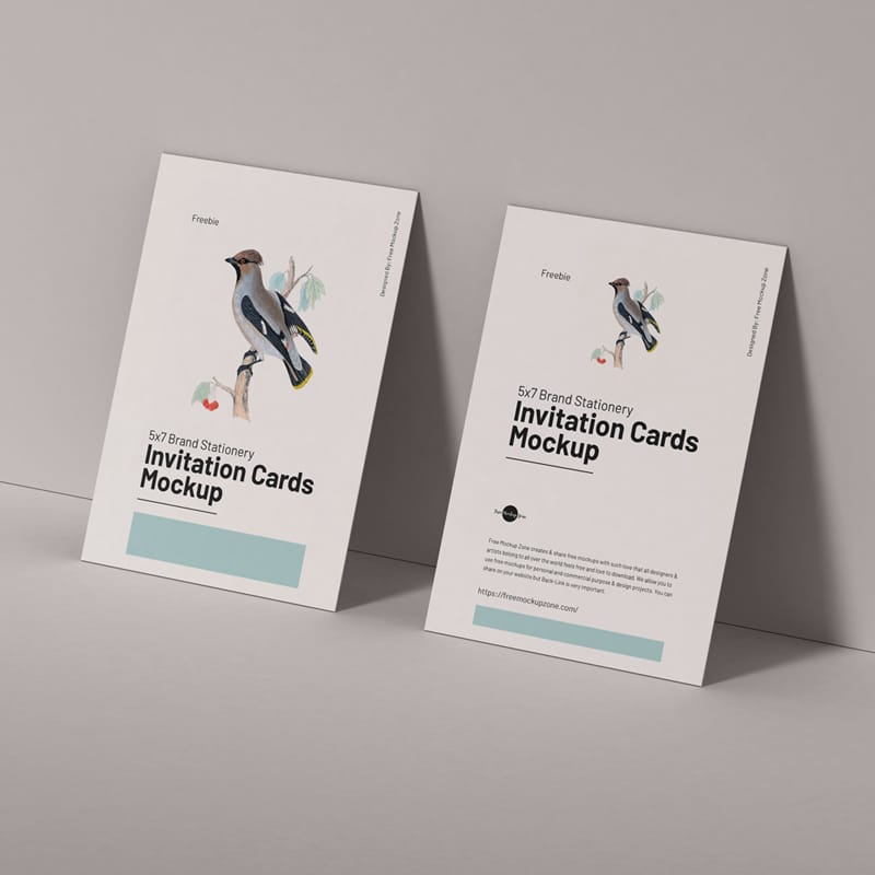 Invitation Cards Brand Stationery Mockup PSD