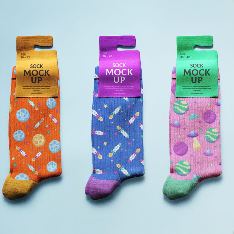 Label Socks Mockup PSD