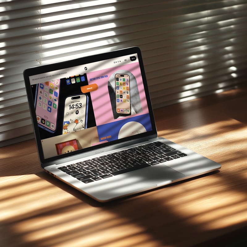 Laptop on Desk Mockup PSD