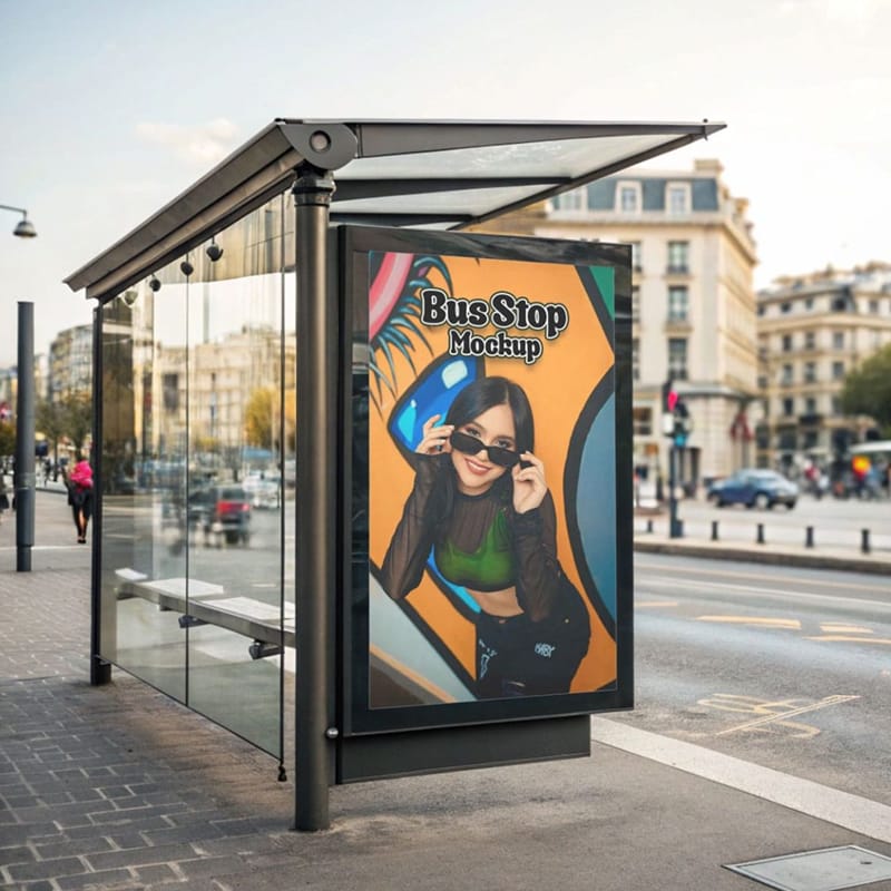 Modern Citylight Bus Stop Mockup PSD