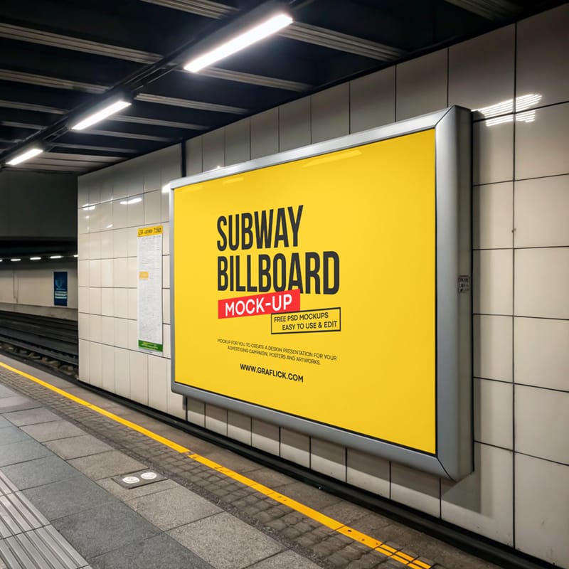 New York Subway Billboard Mockup PSD