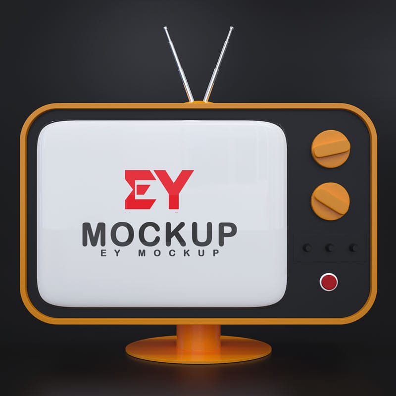 Old Style TV Logo Mockup PSD