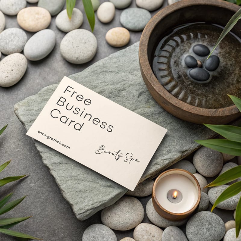 Pebble Stone Spa Business Card Mockup PSD