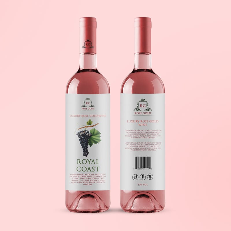 Pink Wine Bottle Mockup PSD
