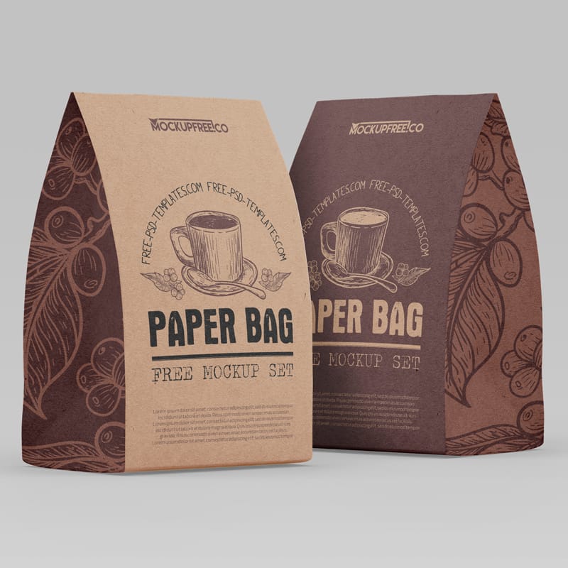 Realistic Kraft Paper Bag Mockup PSD