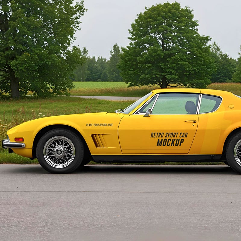 Retro Sport Car Mockup PSD