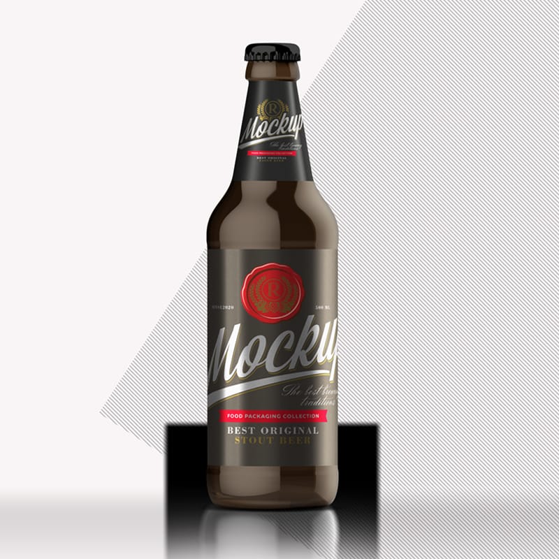 Single Beer Bottle Mockup PSD