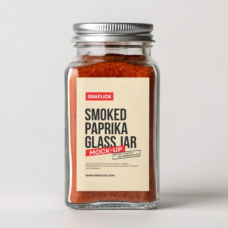Spice Jar with Smoked Paprika Mockup PSD