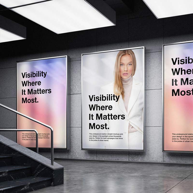 Subway Citylight Mockup PSD