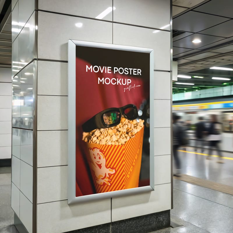 Subway Station Movie Poster Mockup PSD