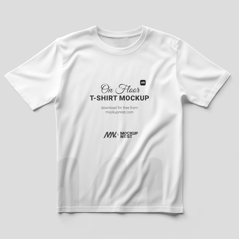 T-Shirt Mockup On Floor PSD