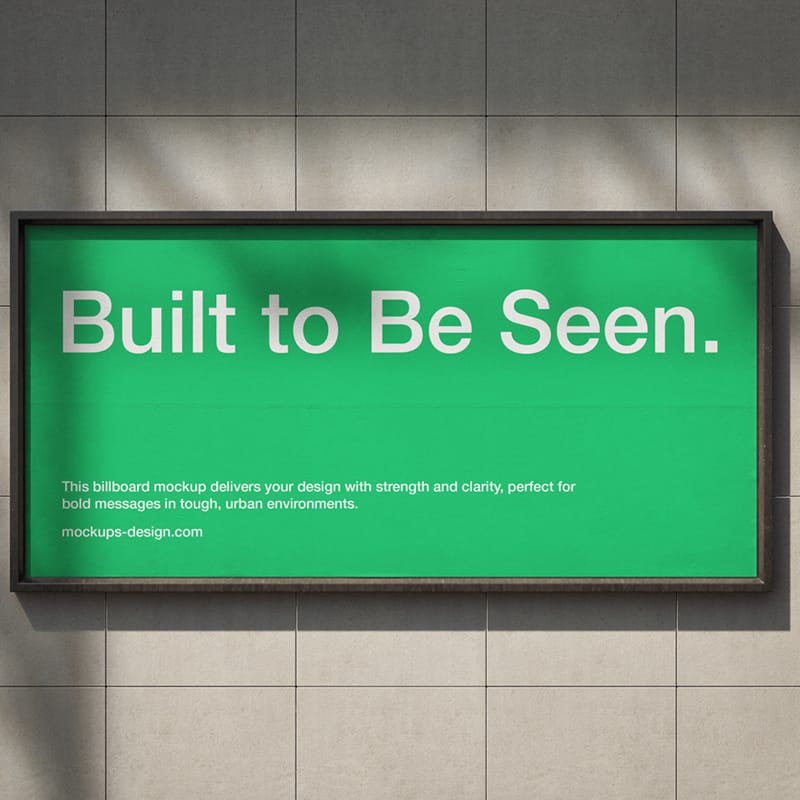 Tiled Wall Billboard Mockup PSD